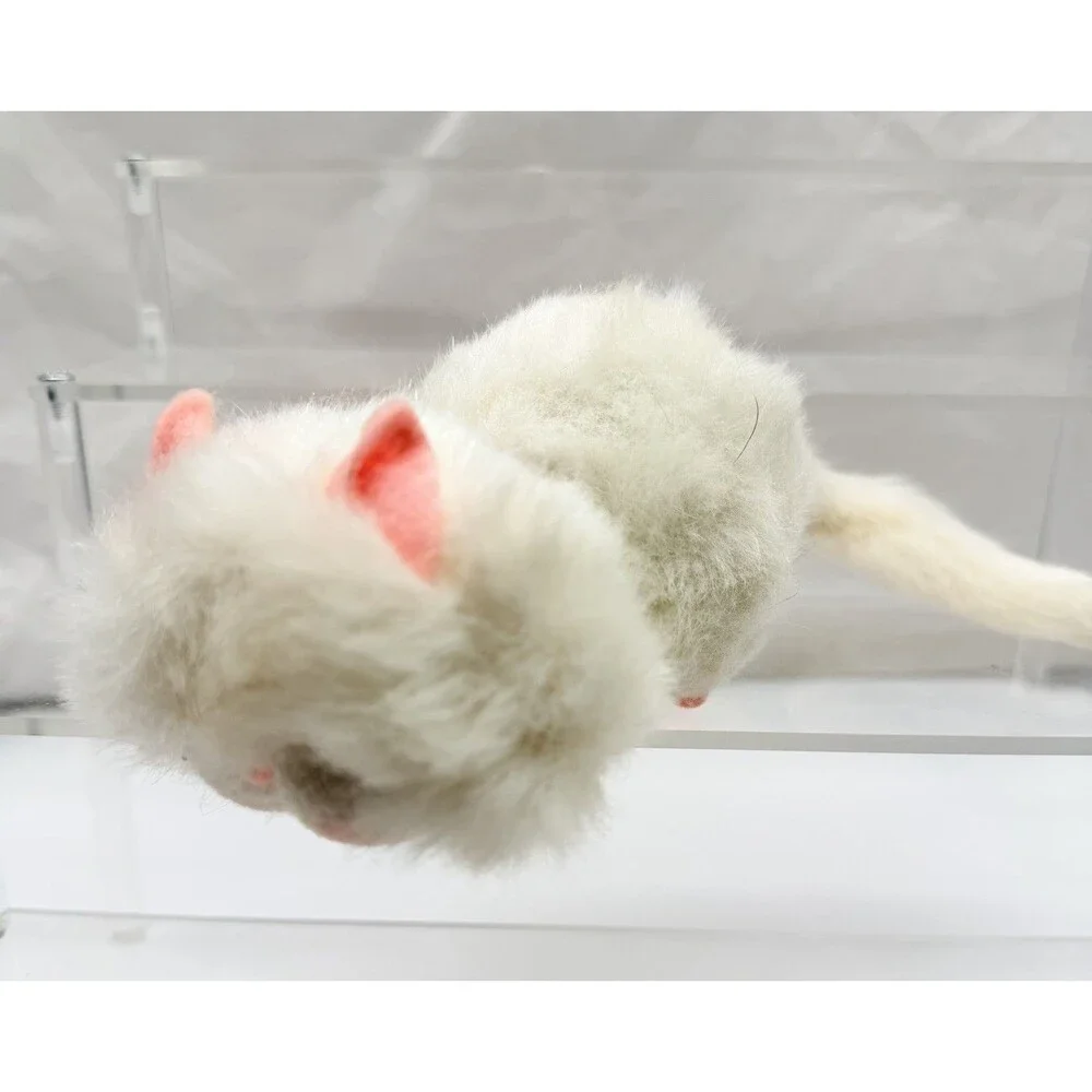 Wallace Berrie Bon Bon Plush Flat White Cat Pink Cheeks 6” Vintage 1980 #150